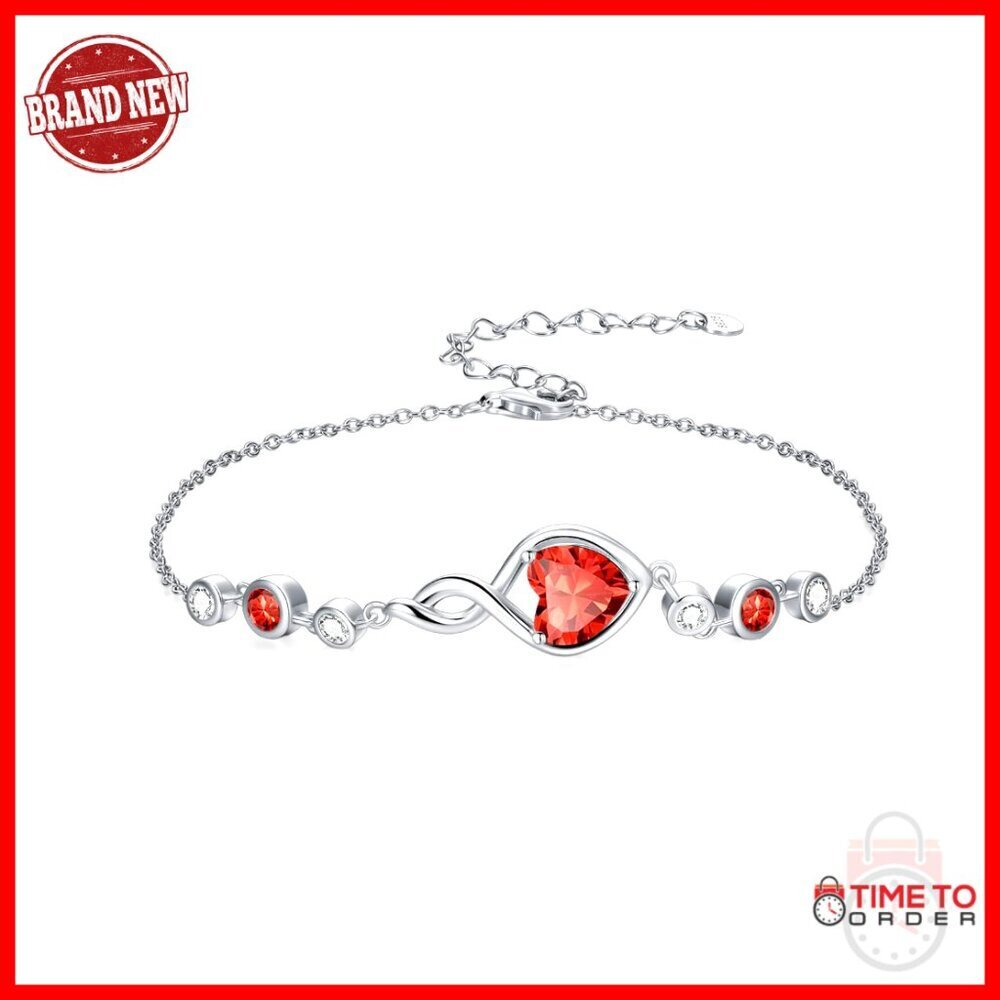 Sterling Silver Infinity Heart Bracelet Adjustable 9 Inches Jewelry Gift